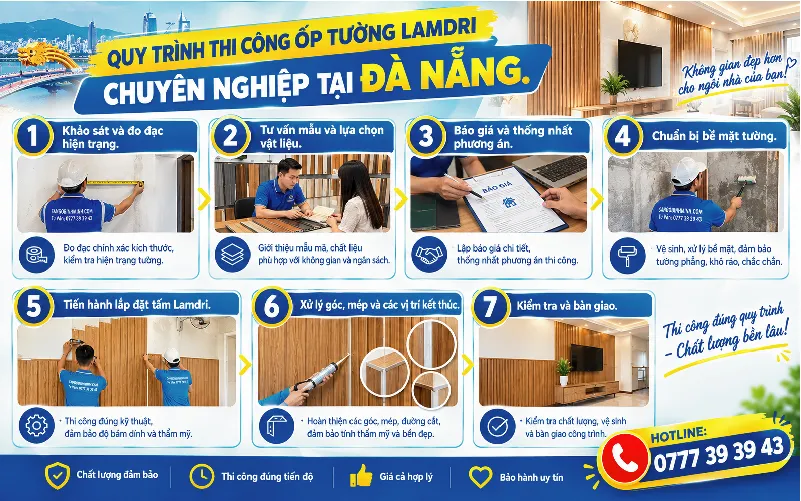 quy trình thi công tấm ốp tường lamdri